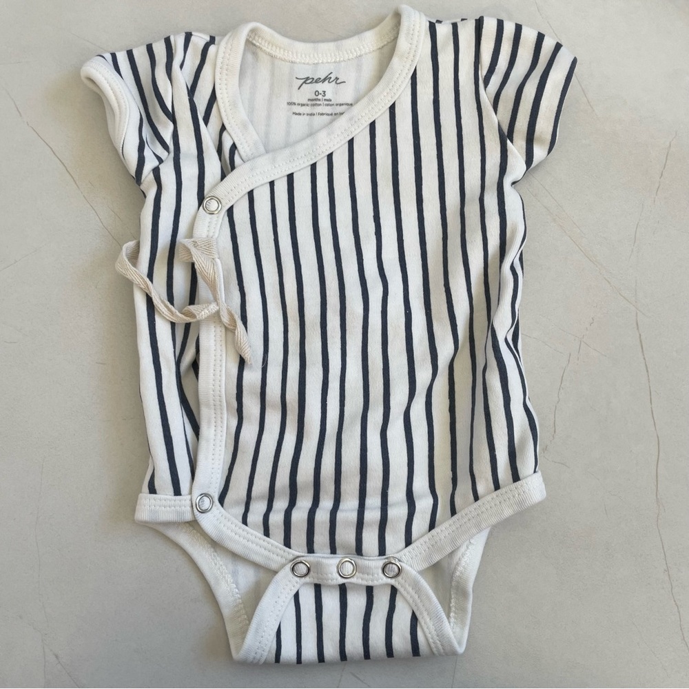 Pehr Navy Strip Kimono Bodysuit 0-3 months